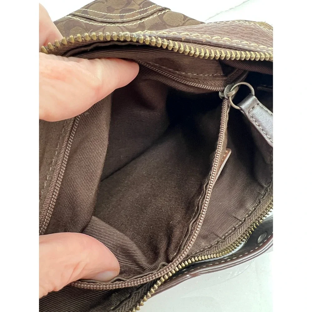 Coach Hand Crafted 10403 Signature Hobo Brown Monogram Bag